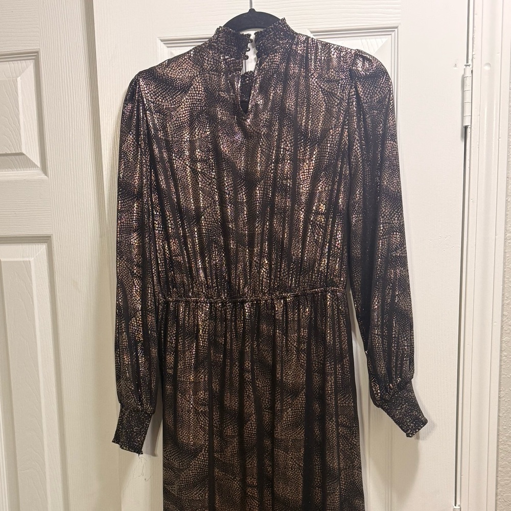 Gibson Latimer Metallic Brown Long Sleeve Dress